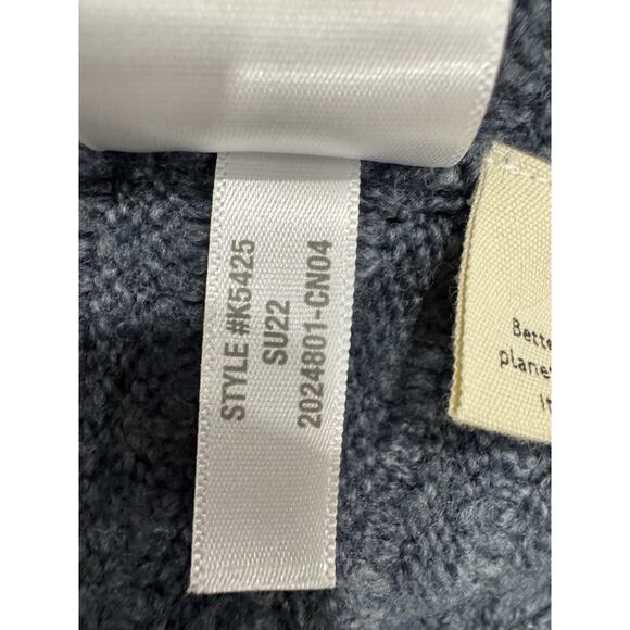 Blue Funnel Neck Ribbed Knit Sweater Pullover Cozy Oversized Comfy - Picture 7 of 7